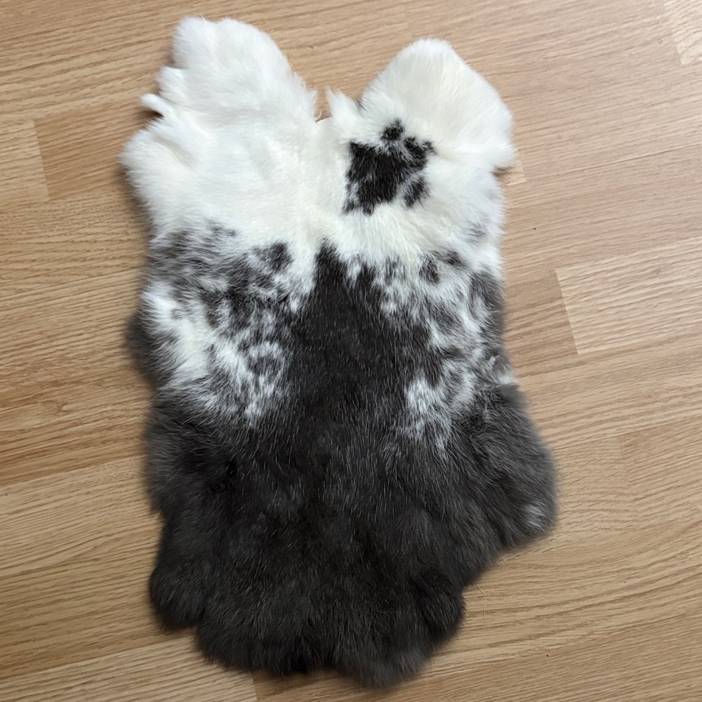 A429 Two-Tone White & Gray Rabbit Fur Pelt - Soft Natural Craft Hide